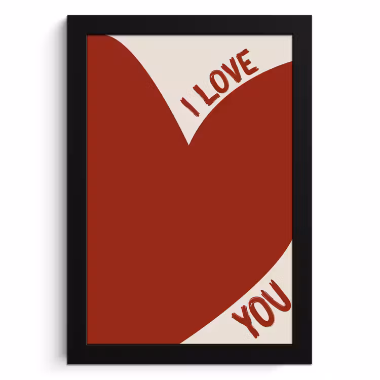 Poster met lijst - Loveyou - Rood - Hart — 1