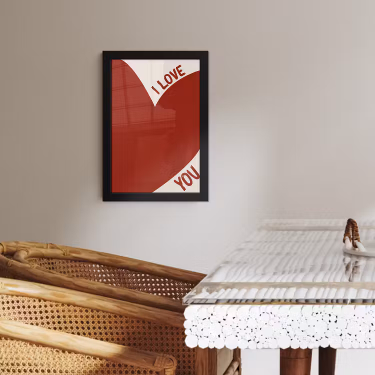 Poster met lijst - Loveyou - Rood - Hart — 3