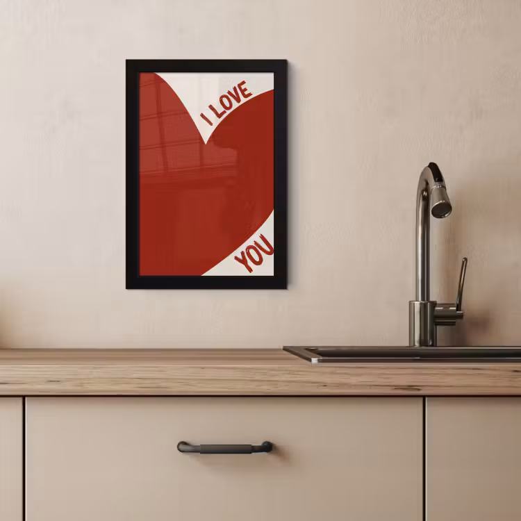 Poster met lijst - Loveyou - Rood - Hart — 4