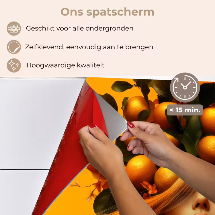 Spatscherm keuken - Vrouw - Citroenen - Bloesem - Geel — 4