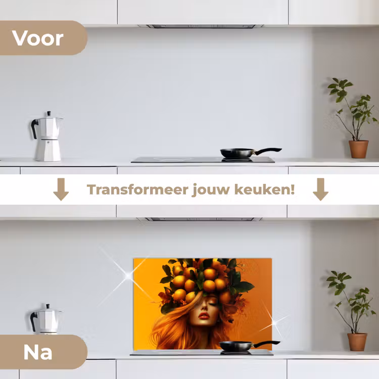 Spatscherm keuken - Vrouw - Citroenen - Bloesem - Geel — 7