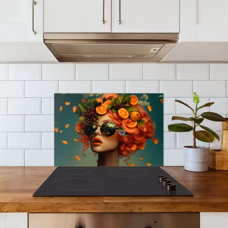 Spatscherm keuken - Vrouw - Sinaasappel - Bessen - Oranje — 3