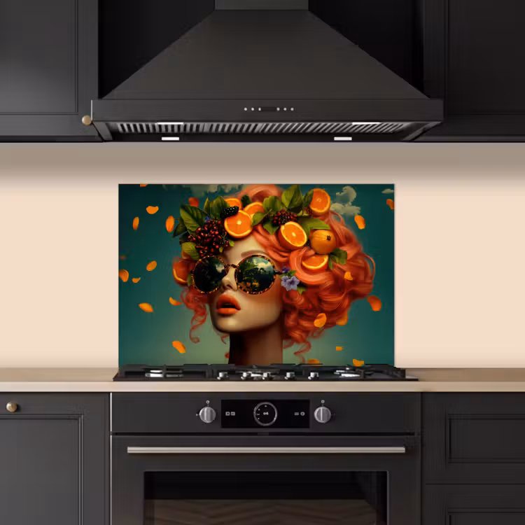 Spatscherm keuken - Vrouw - Sinaasappel - Bessen - Oranje — 5