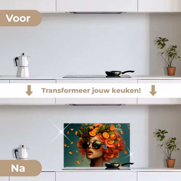 Spatscherm keuken - Vrouw - Sinaasappel - Bessen - Oranje — 7