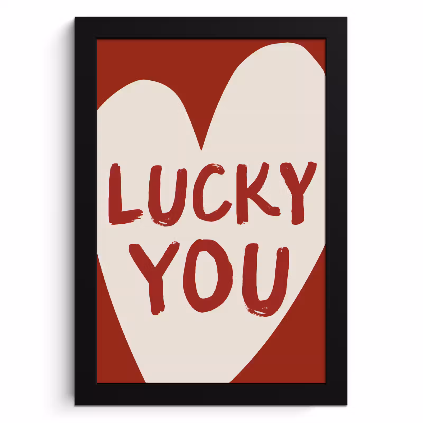 Poster met lijst - Lucky - Hart - Rood — 1
