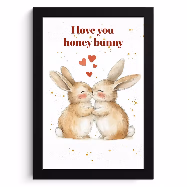 Poster met lijst - Liefde - Rood - konijn — 1