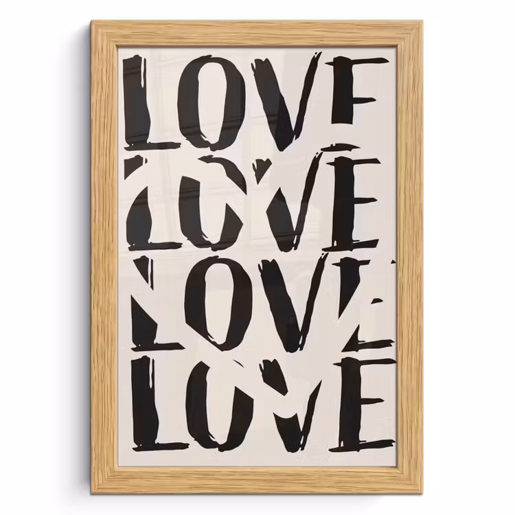 Poster met lijst - Love - Hart - Beige — 1