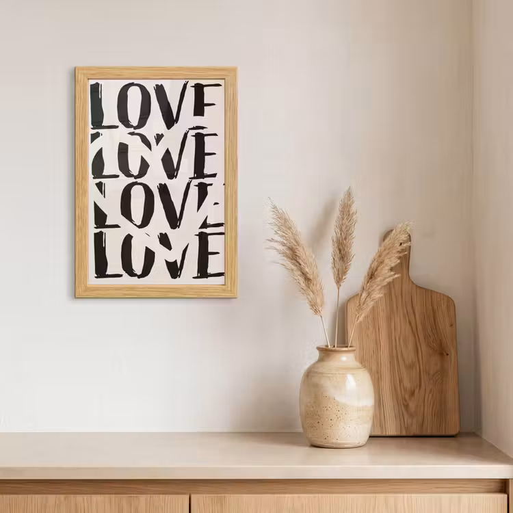 Poster met lijst - Love - Hart - Beige — 3