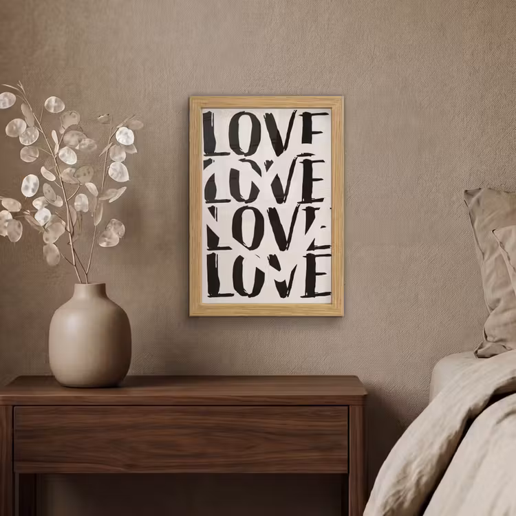 Poster met lijst - Love - Hart - Beige — 4