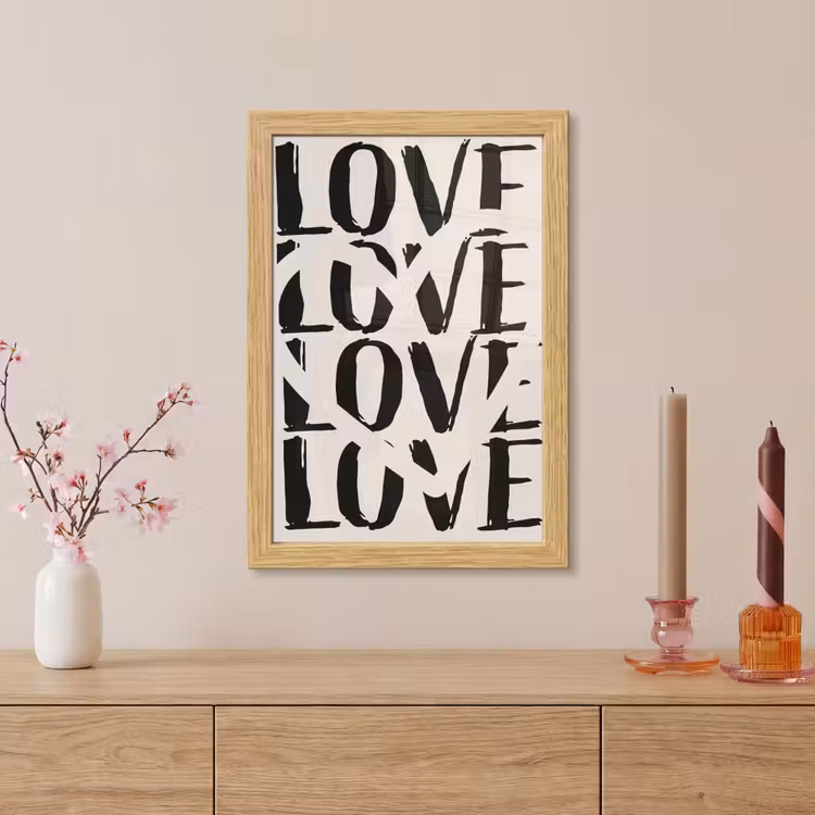 Poster met lijst - Love - Hart - Beige — 5