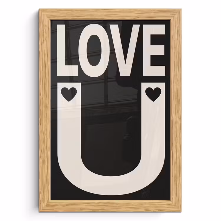 Poster met lijst - Love - Zwart - Minimalistisch — 1