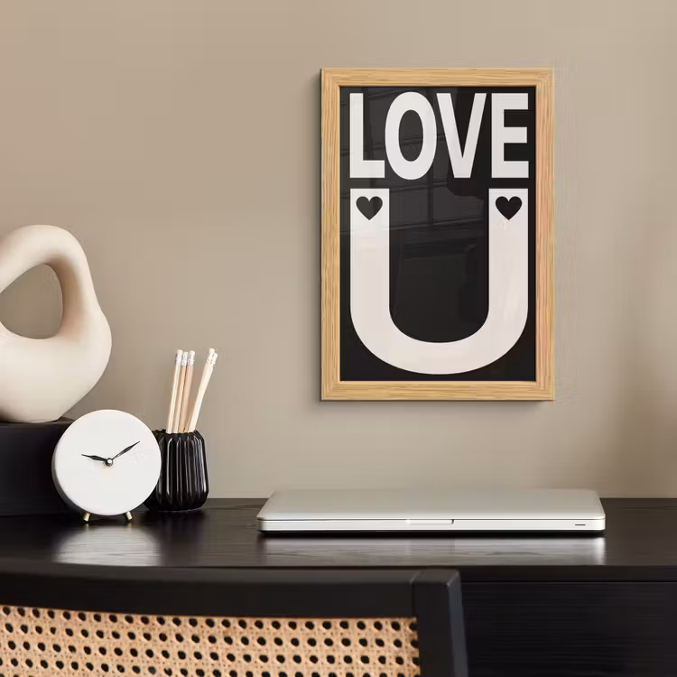 Poster met lijst - Love - Zwart - Minimalistisch — 2
