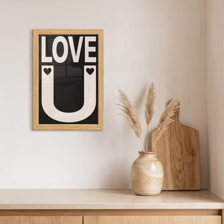 Poster met lijst - Love - Zwart - Minimalistisch — 3
