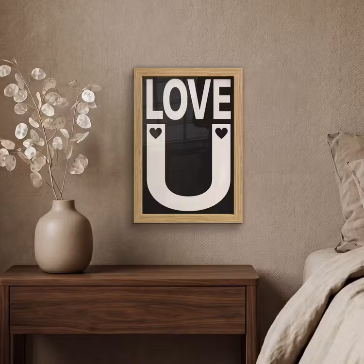 Poster met lijst - Love - Zwart - Minimalistisch — 4