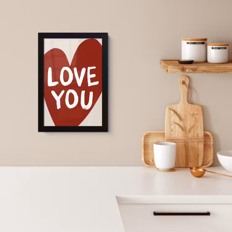 Poster met lijst - Loveyou - Hart - Rood — 2