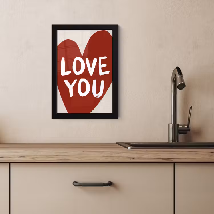 Poster met lijst - Loveyou - Hart - Rood — 3