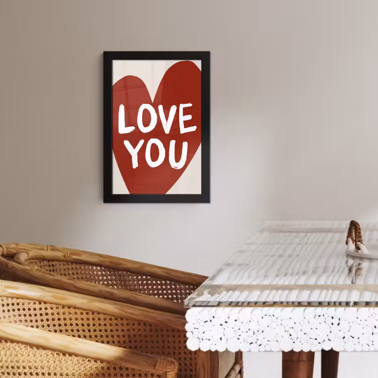 Poster met lijst - Loveyou - Hart - Rood — 4