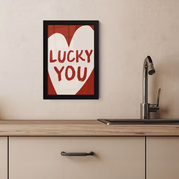 Poster met lijst - Lucky - Hart - Rood — 2