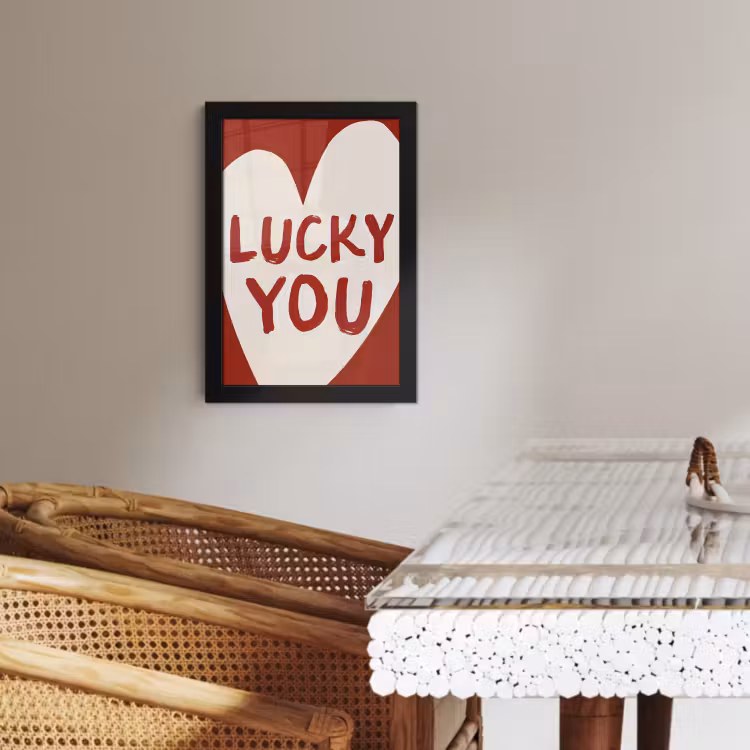 Poster met lijst - Lucky - Hart - Rood — 3