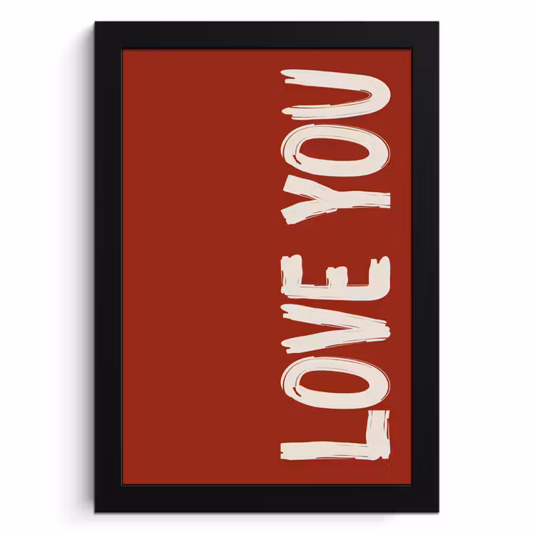 Poster met lijst - Schuin - Loveyou - Rood — 1