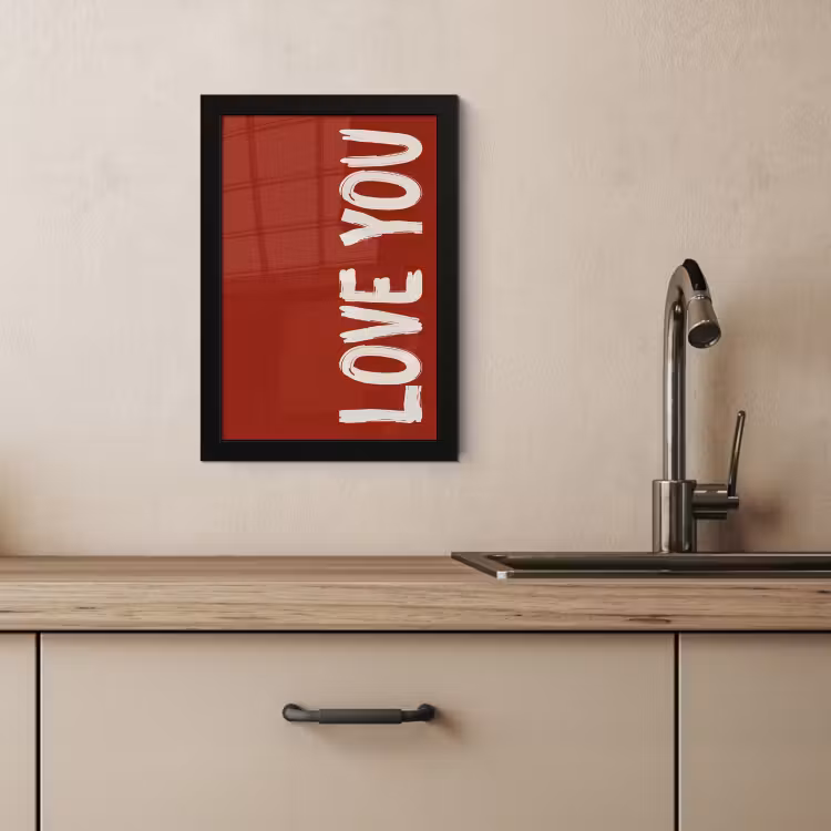 Poster met lijst - Schuin - Loveyou - Rood — 3