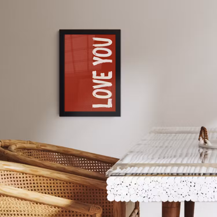 Poster met lijst - Schuin - Loveyou - Rood — 4
