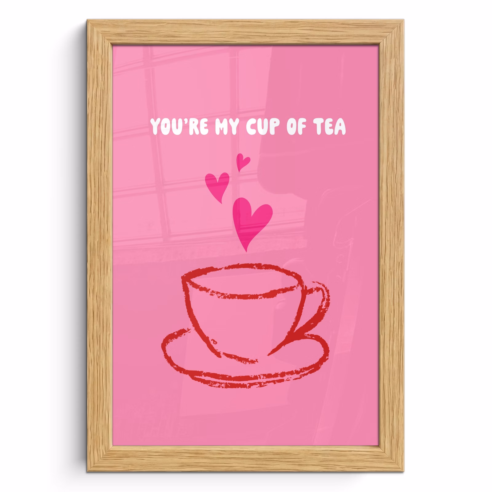 Poster met lijst - Thee - Roze - Valentijn - Tekst — 1