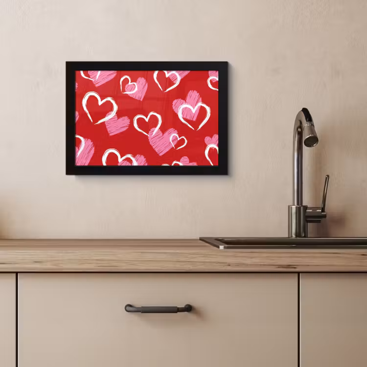 Poster met lijst - Patroon - Hartjes - Roze - Valentijn — 4