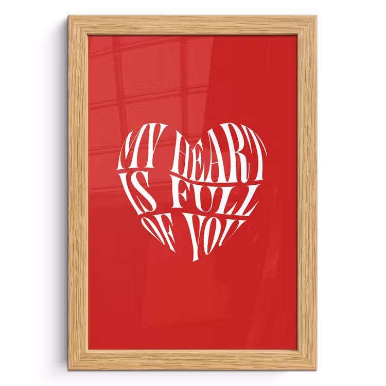 Poster met lijst - Rood - Hart- Tekst - Valentijn — 1