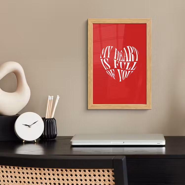 Poster met lijst - Rood - Hart- Tekst - Valentijn — 2