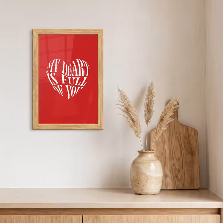 Poster met lijst - Rood - Hart- Tekst - Valentijn — 3