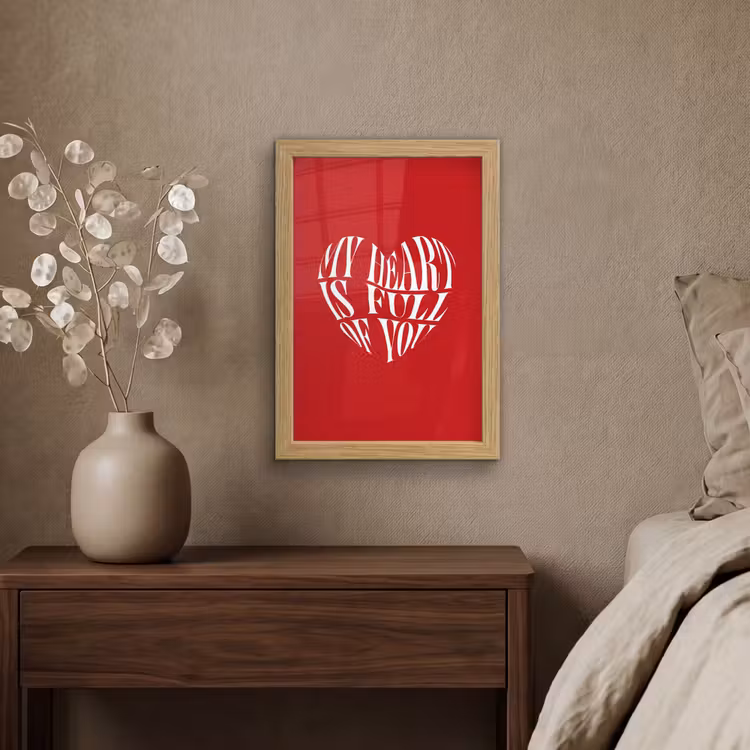 Poster met lijst - Rood - Hart- Tekst - Valentijn — 4