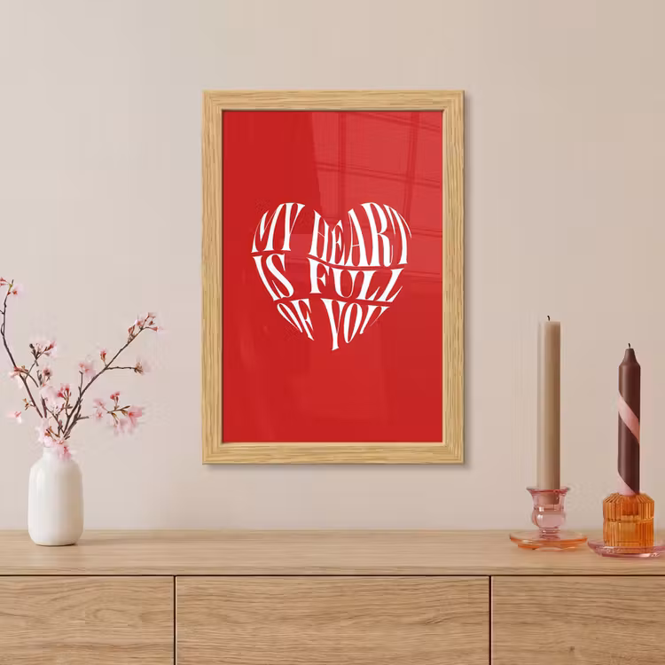 Poster met lijst - Rood - Hart- Tekst - Valentijn — 5