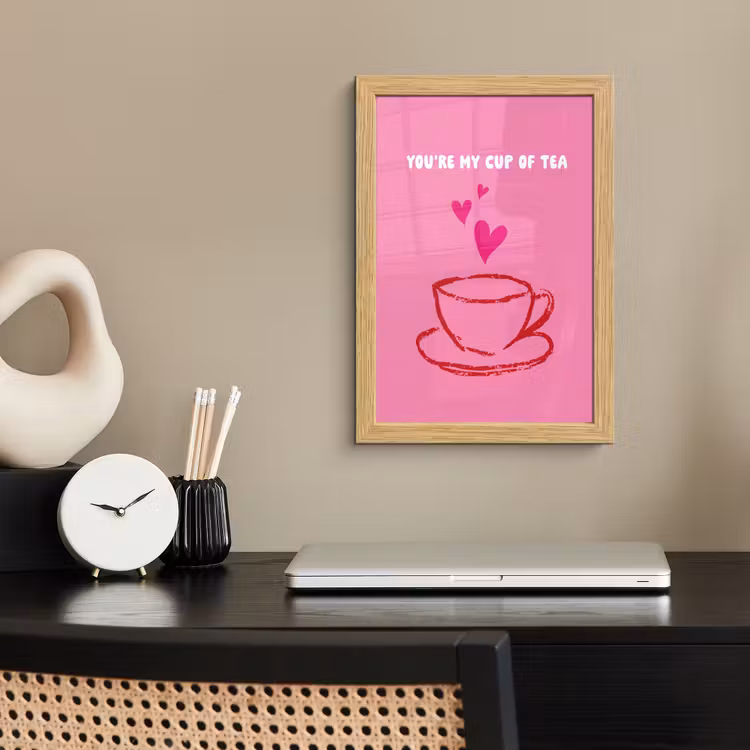 Poster met lijst - Thee - Roze - Valentijn - Tekst — 2