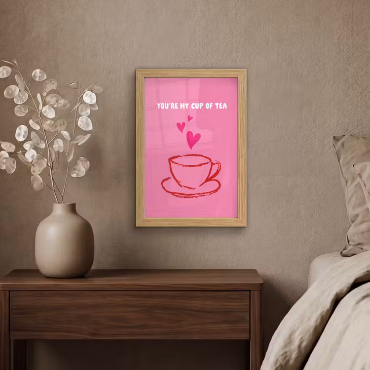 Poster met lijst - Thee - Roze - Valentijn - Tekst — 4