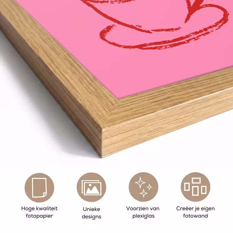 Poster met lijst - Thee - Roze - Valentijn - Tekst — 6