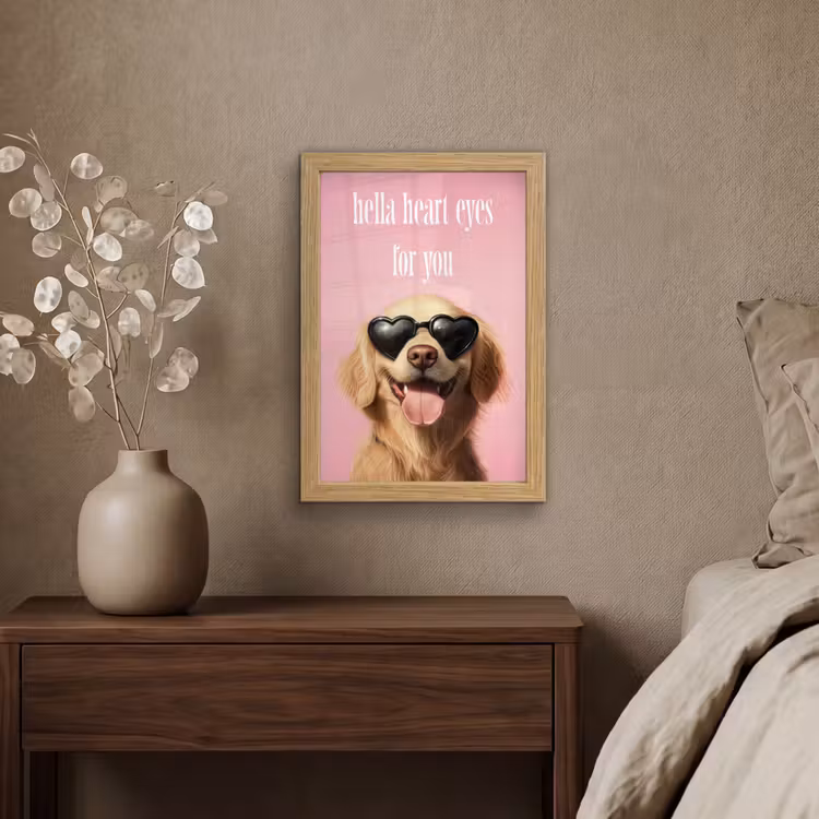 Poster met lijst - Zonnebril - Hartjes - Hond - Valentijn — 4