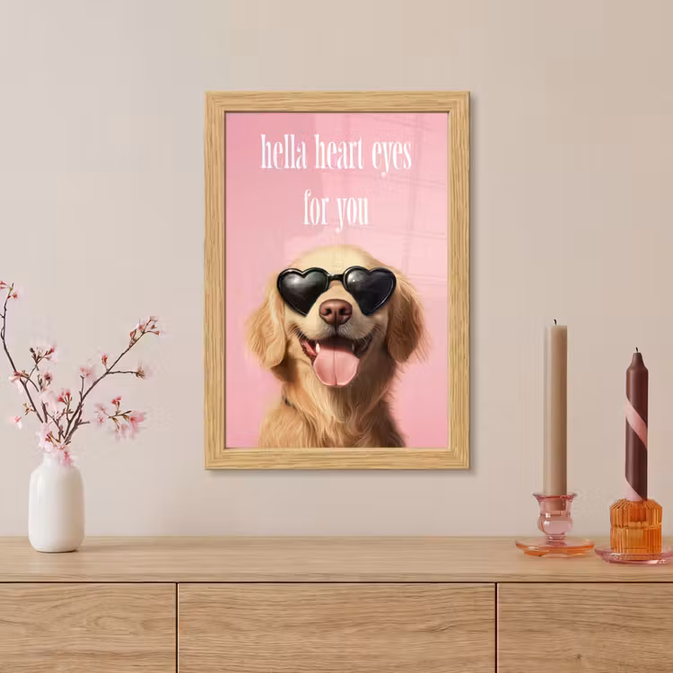 Poster met lijst - Zonnebril - Hartjes - Hond - Valentijn — 5