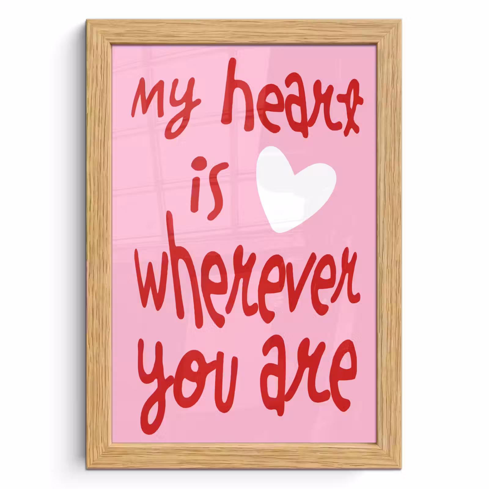 Poster met lijst - Valentijn - Hart - Liefde - Roze — 1