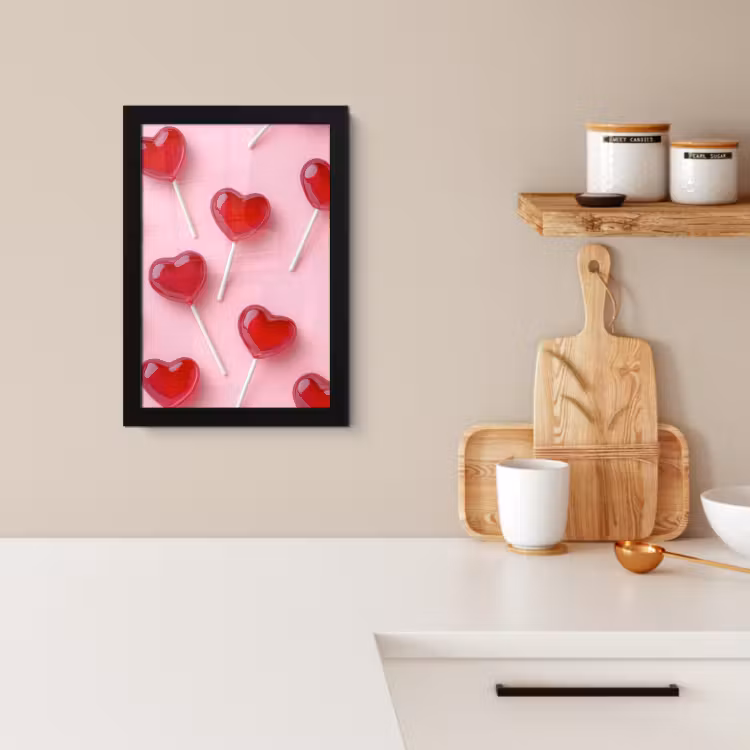 Poster met lijst - Lollies - Hartjes - Roze — 2