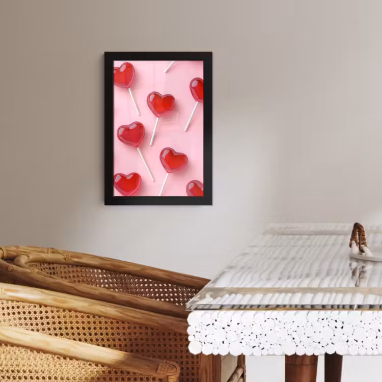 Poster met lijst - Lollies - Hartjes - Roze — 3