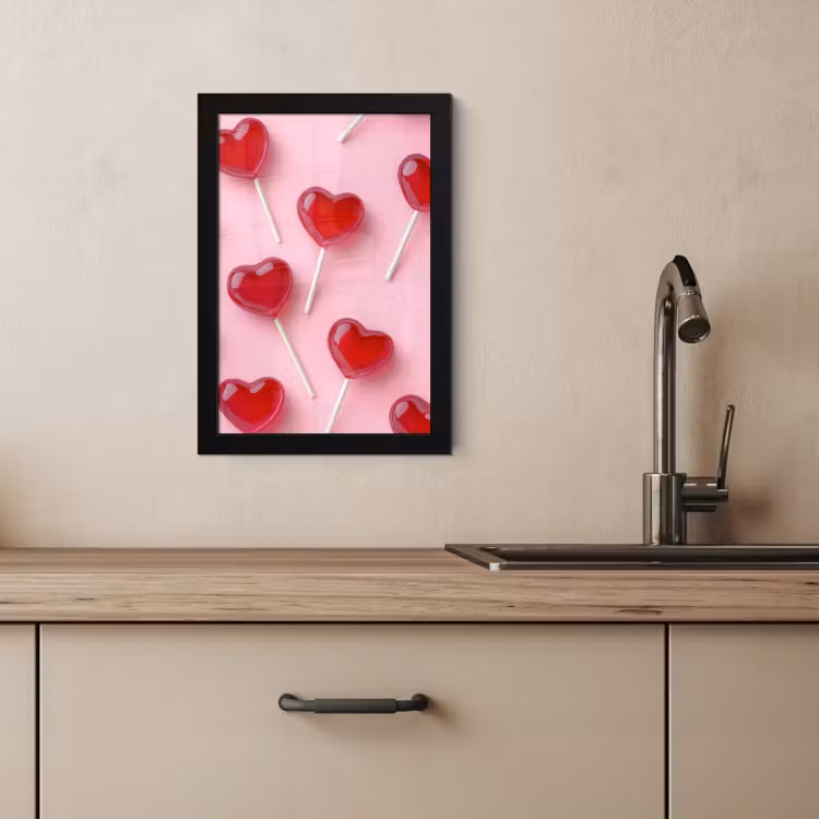 Poster met lijst - Lollies - Hartjes - Roze — 4