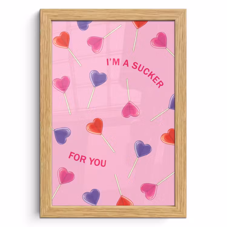 Poster met lijst - Lolly - Valentijn - Illustratie - Snoep — 1