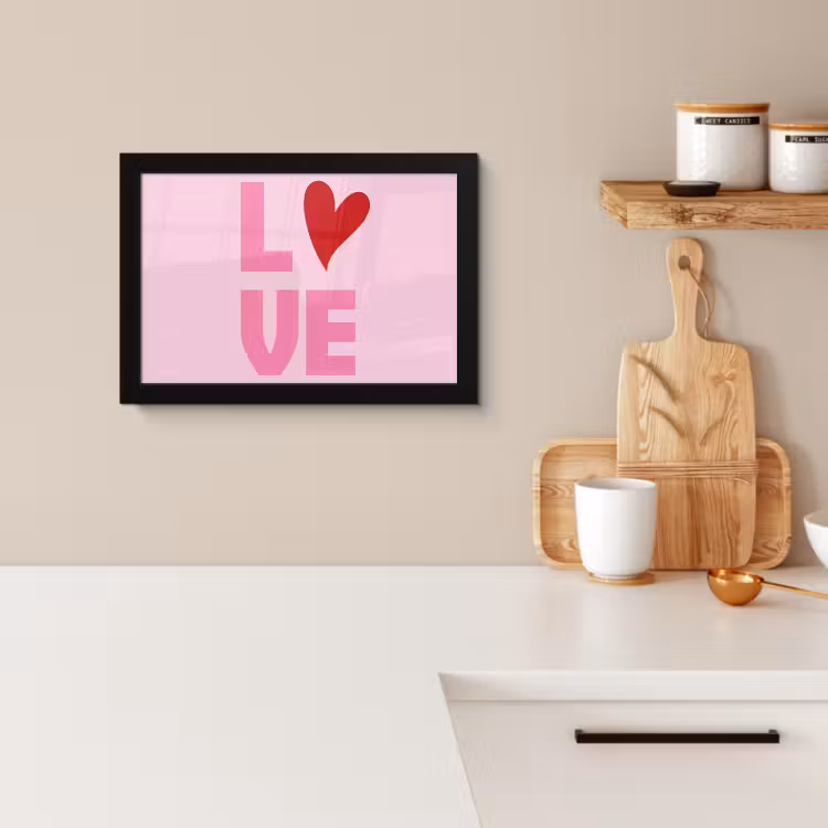 Poster met lijst - Love - Roze - Hart - Valentijn — 2