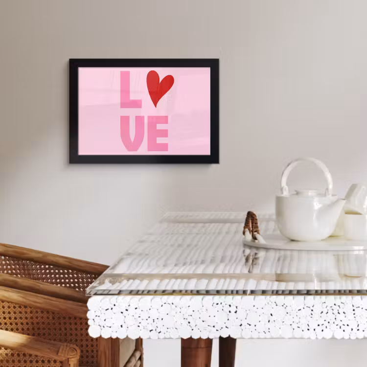 Poster met lijst - Love - Roze - Hart - Valentijn — 3