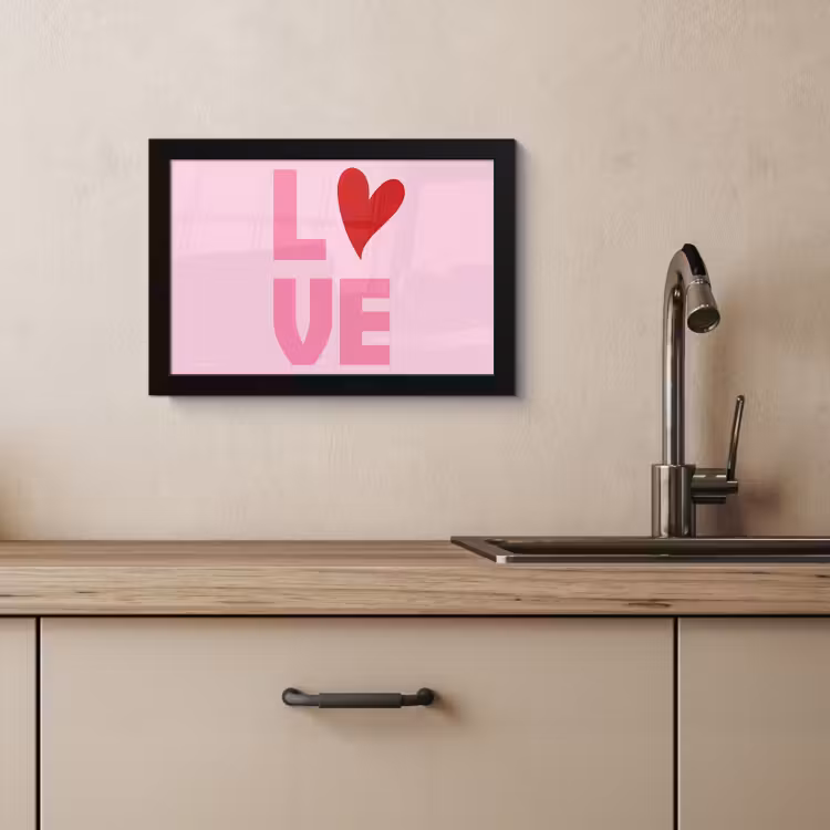 Poster met lijst - Love - Roze - Hart - Valentijn — 4