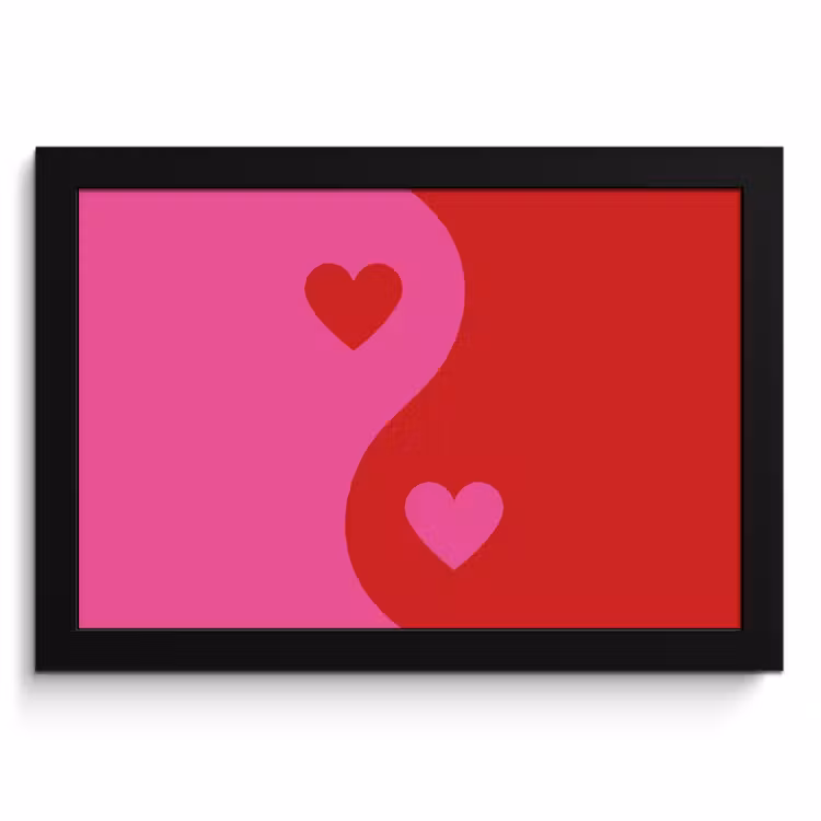 Poster met lijst - Minimalistisch - Rood - Roze - Hartjes — 1