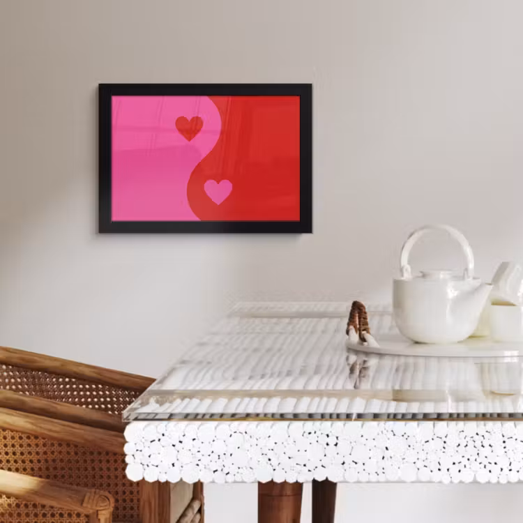 Poster met lijst - Minimalistisch - Rood - Roze - Hartjes — 3