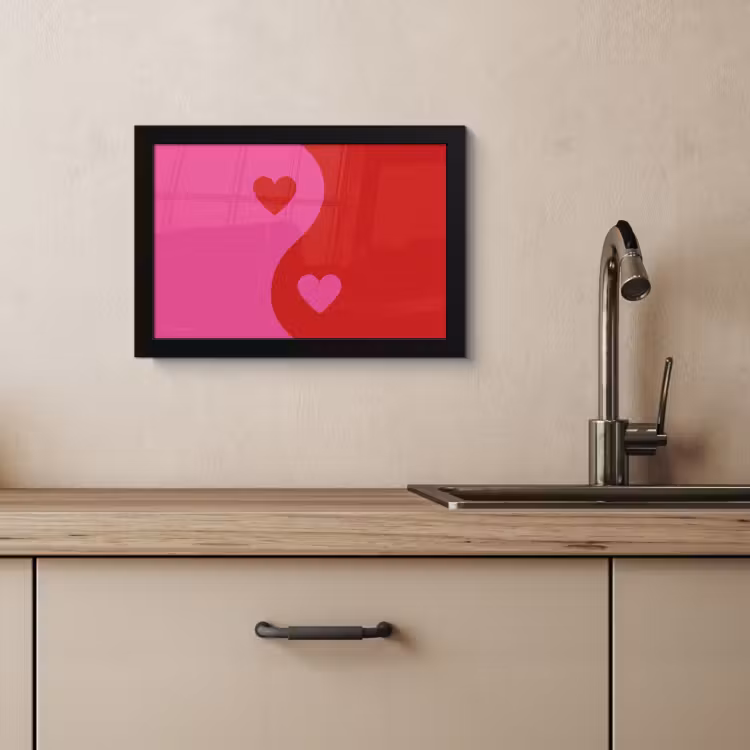 Poster met lijst - Minimalistisch - Rood - Roze - Hartjes — 4