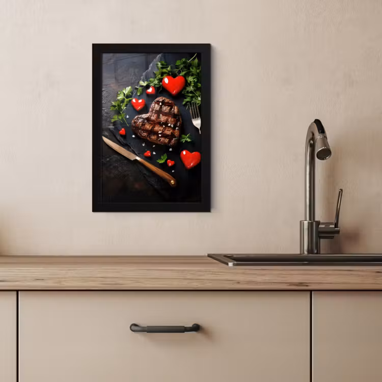 Poster met lijst - Steak - Hart - Bestek — 2